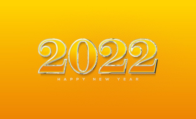 2022 happy new year in plush soft yellow