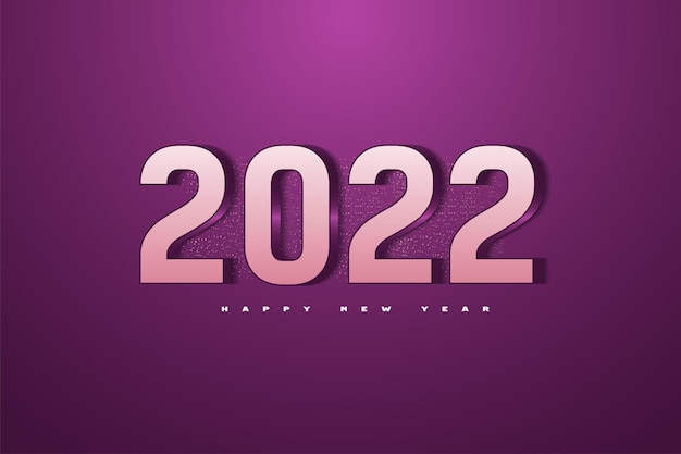 2022 happy new year on purple background with light effect from above