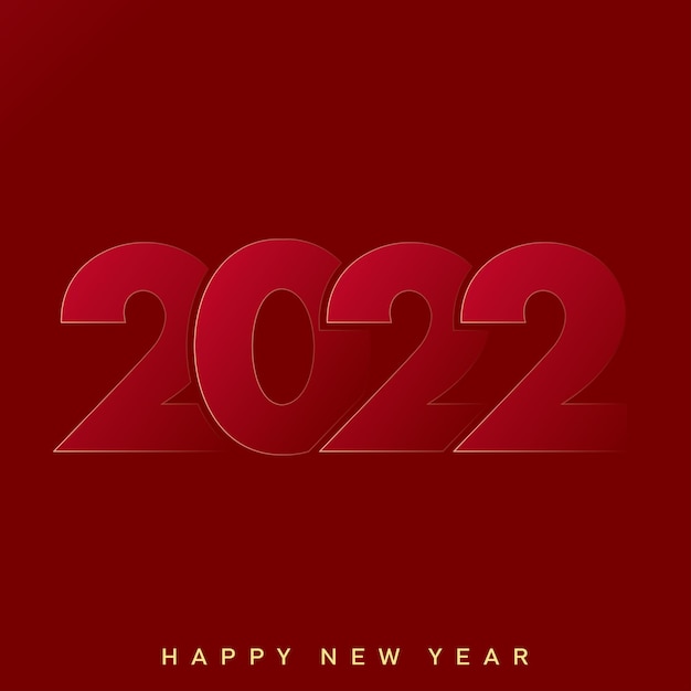 2022 Happy New Year red background. Vector.