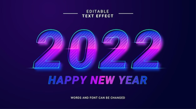 2022 happy new year text effect editable modern style