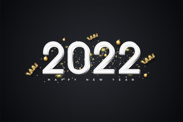 2022 happy new year with black and white concept