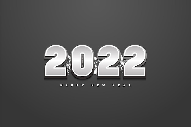 2022 happy new year with black and white numbers color