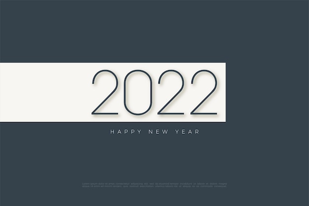 2022 happy new year with elegant thin numbers