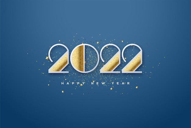 2022 happy new year with glitter on number parts