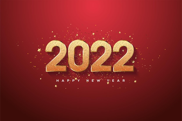 2022 happy new year with gold glitter in numbers