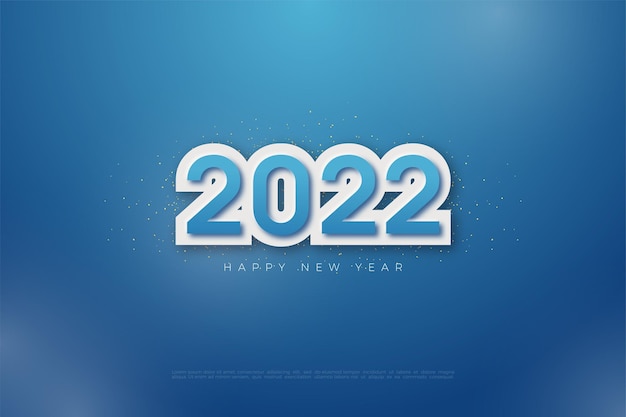 2022 happy new year with layered 3d numbers illustration