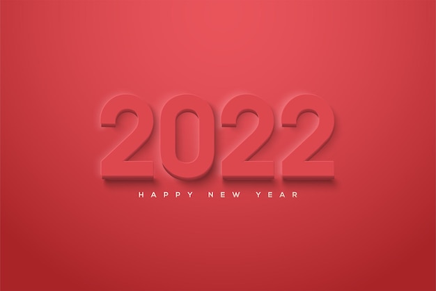 2022 happy new year with soft red numbers