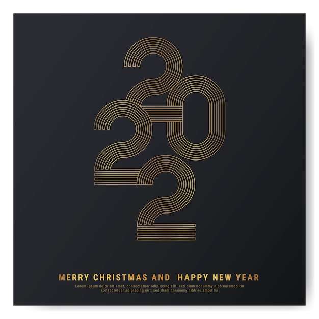 2022 Luxury Custom Number Type happy new year invitation card with golden vector template