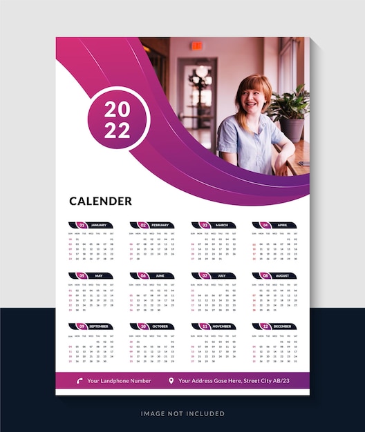 2022 new colorfull modern wall calender design and happy new year calender template.