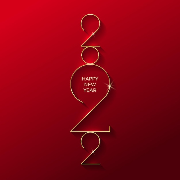 2022 New Year Golden logo on red background