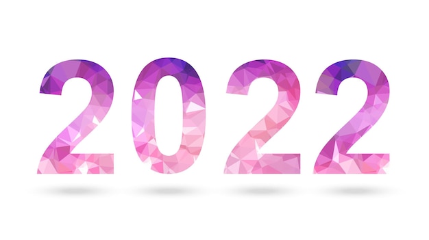 2022 pink polygon vector symbol New Year isolated polygonal icon