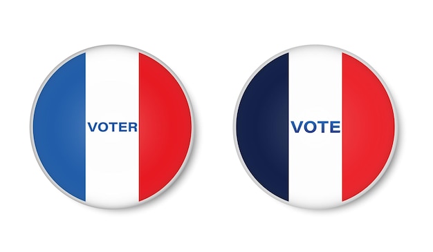 2022 presidential election in France badge or button with french flag