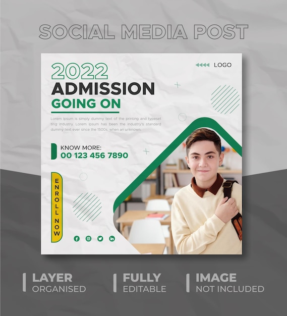 2022 School Admission Facebook or Instagram Post Design