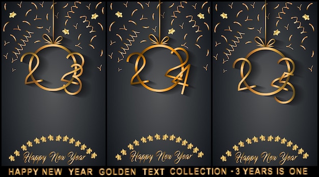 2023 2024 and 2025 Happy New Year Backgrounds for your seasonal flyers and greetings card