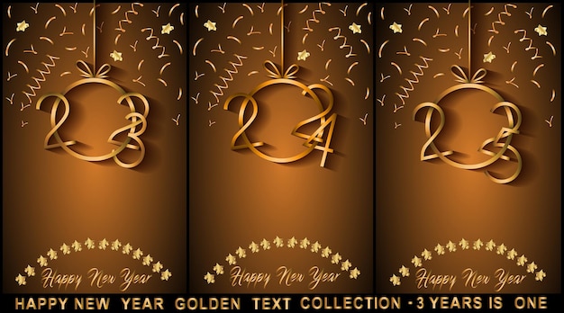 Vector 2023 2024 and 2025 happy new year backgrounds for your seasonal flyers and greetings card