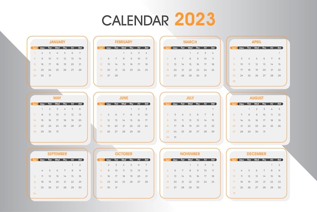 2023 Calendar Template editable vector