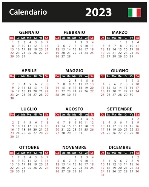 2023 Calendar - vector stock illustration. Italy, Italian version