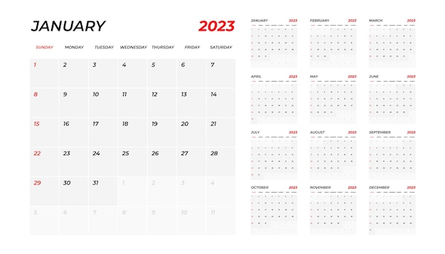 2023 Calendar The week starts on Sunday Annual calendar 2023 template Calendar.