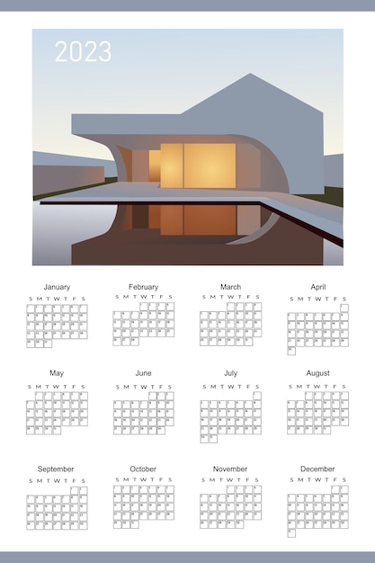 2023 calendar with pastel color modern lux house