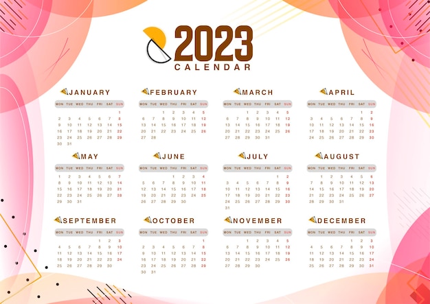 2023 calendars Hand drawn 2023 calendar in Spanish Template