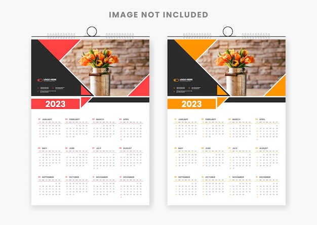 2023 colorful wall calendar design template