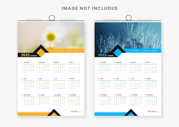 2023 colorful wall calendar design template