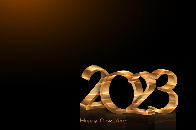 2023 golden 3D numbers, Happy New Year. banner template Christmas theme. Holiday design card