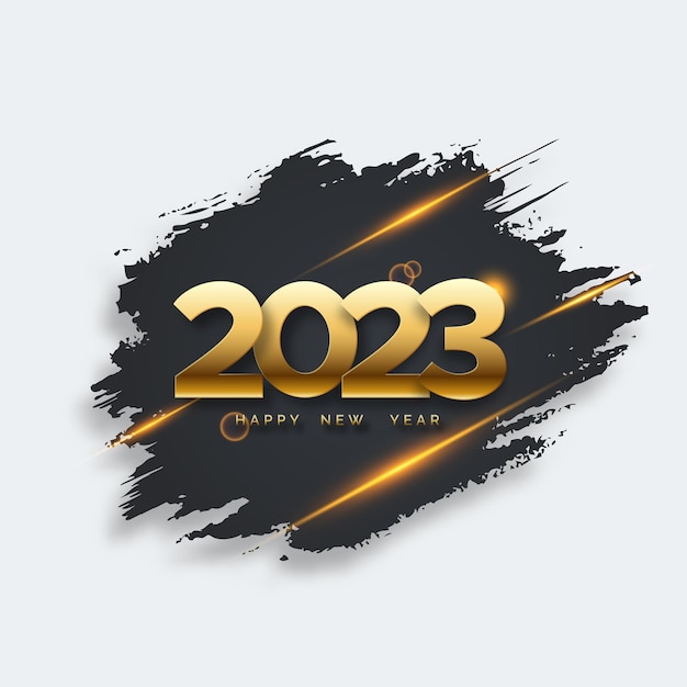 2023 golden numbers brush paint and lights Festive concept New Year 2023 greeting card