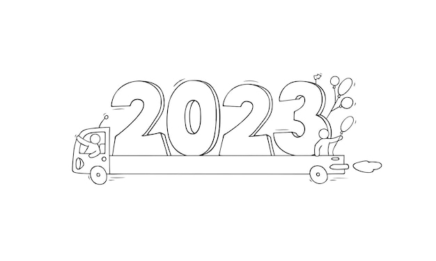 2023 Happy New Year concept with cars