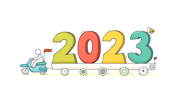 2023 Happy New Year concept with cars