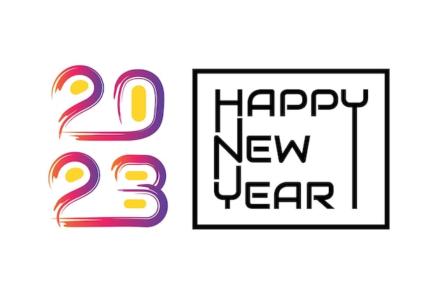 2023 happy new year dry brush handdrawn lettering logo