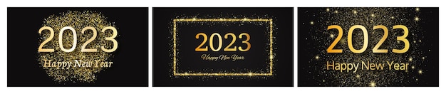 2023 Happy New Year gold background