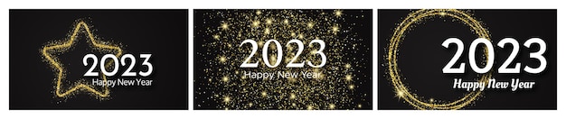 2023 Happy New Year gold background