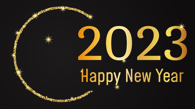 2023 Happy New Year gold background