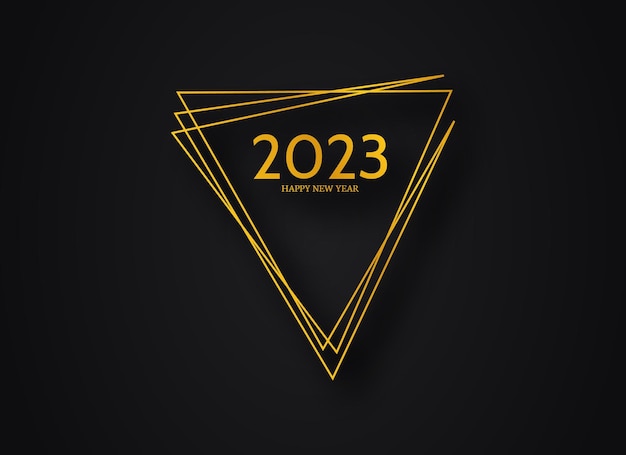 2023 Happy New Year gold geometric polygonal background