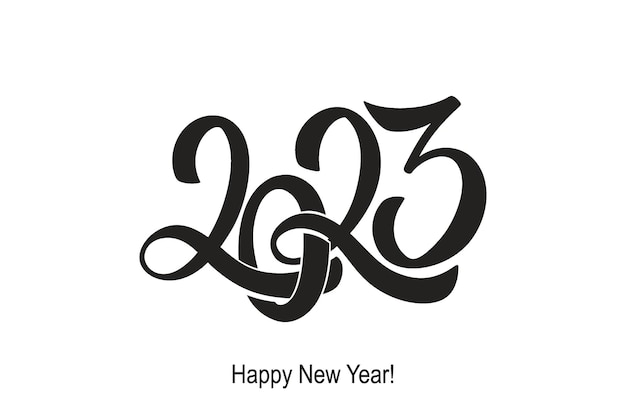 2023 Happy New Year hand lettering calligraphy Vector holiday illustration element Typographic element for banner poster congratulations