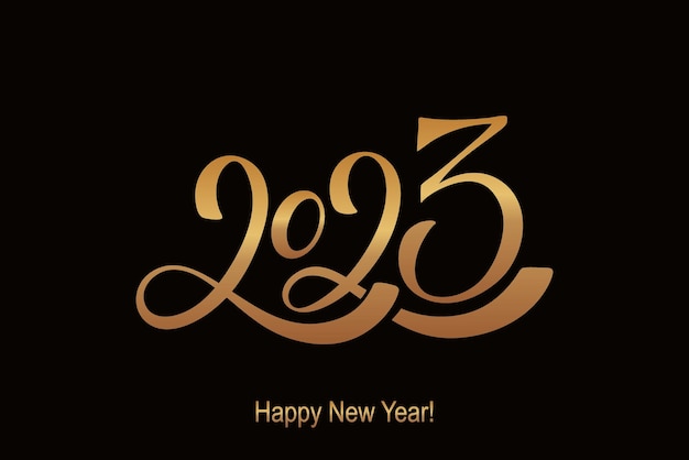 2023 Happy New Year hand lettering calligraphy Vector holiday illustration element Typographic element for banner poster congratulations