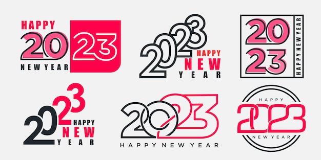 2023 Happy New Year logo text design 2023 number design template collection vector illustration