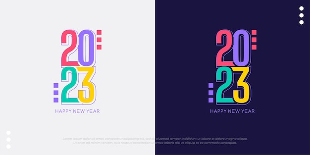 2023 happy new year logo vector with colorful design illustration