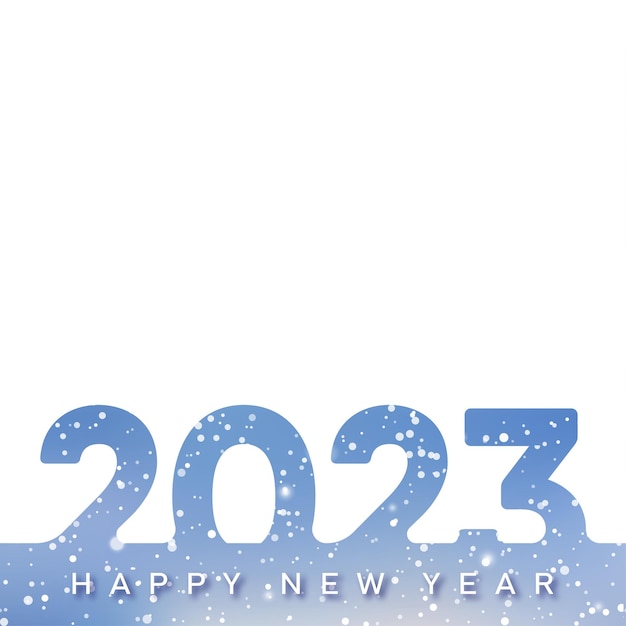 2023 Happy New Year and Merry Christmas card with falling snowflakes Vector