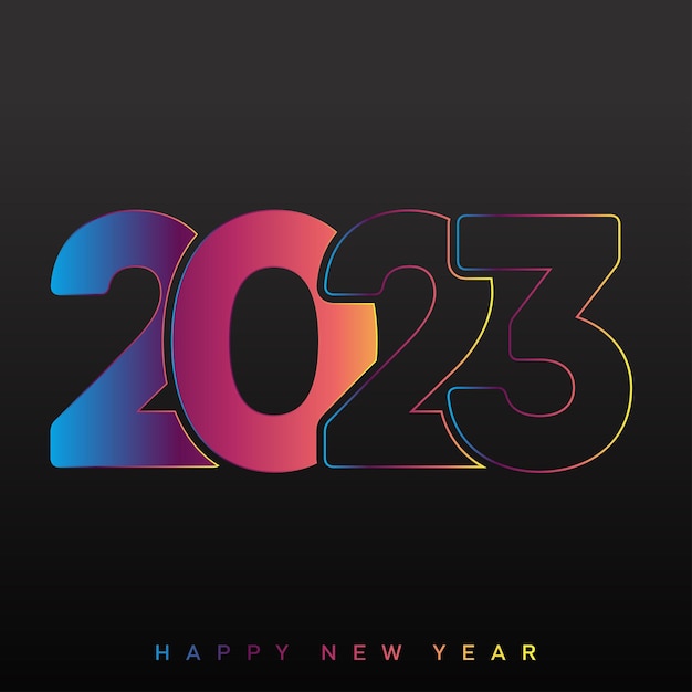 2023 Happy New Year and Merry Christmas card with gradient text Vector