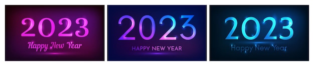 2023 Happy New Year neon background