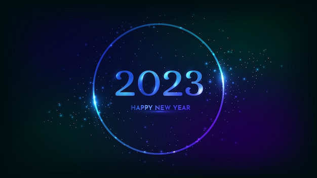 2023 Happy New Year neon background