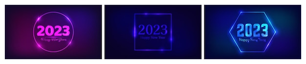 2023 Happy New Year neon background