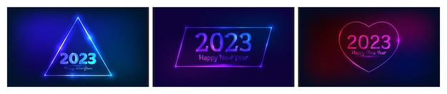 2023 Happy New Year neon background