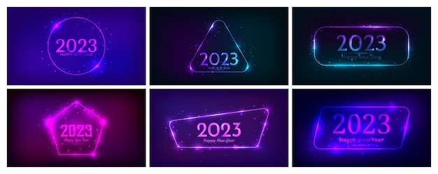 2023 Happy New Year neon background