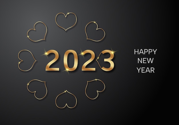 2023 Happy New Year. Postcard poster or banner.