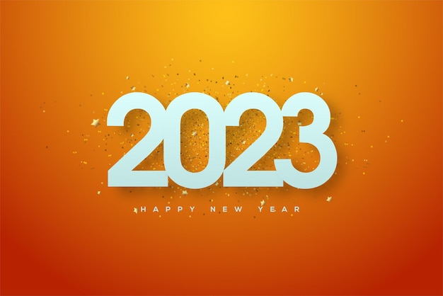 2023 happy new year pure white on orange background