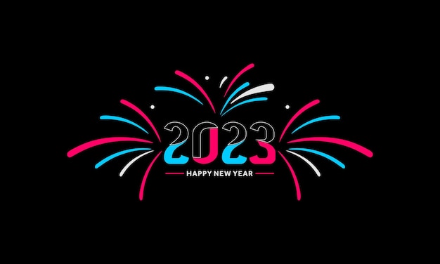 2023 HAPPY NEW YEAR script text hand lettering. Design template Celebration typography poster