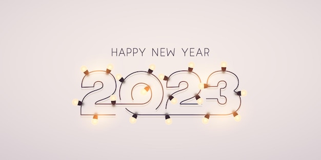 2023 happy new year with garland decor illustration